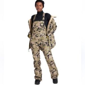 BURTON AVALON 2L STRETCH SHELL SNOW CAMO BIBS WOMEN'S NEW